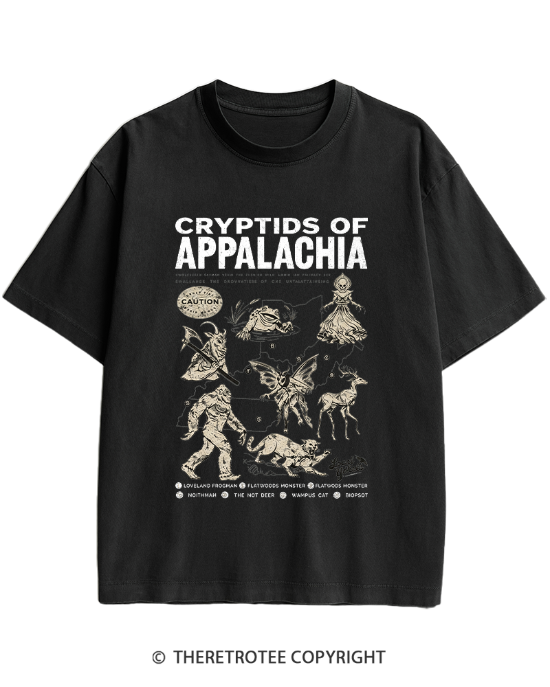 TheRetroTee Cryptids of Appalachia 1970s Heavy Cotton T-Shirt