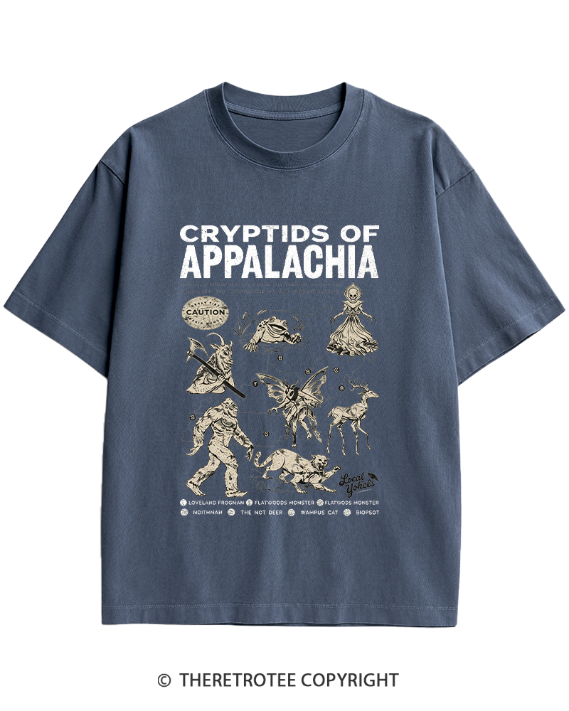 TheRetroTee Cryptids of Appalachia 1970s Heavy Cotton T-Shirt