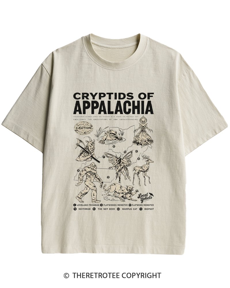 TheRetroTee Cryptids of Appalachia 1970s Heavy Cotton T-Shirt