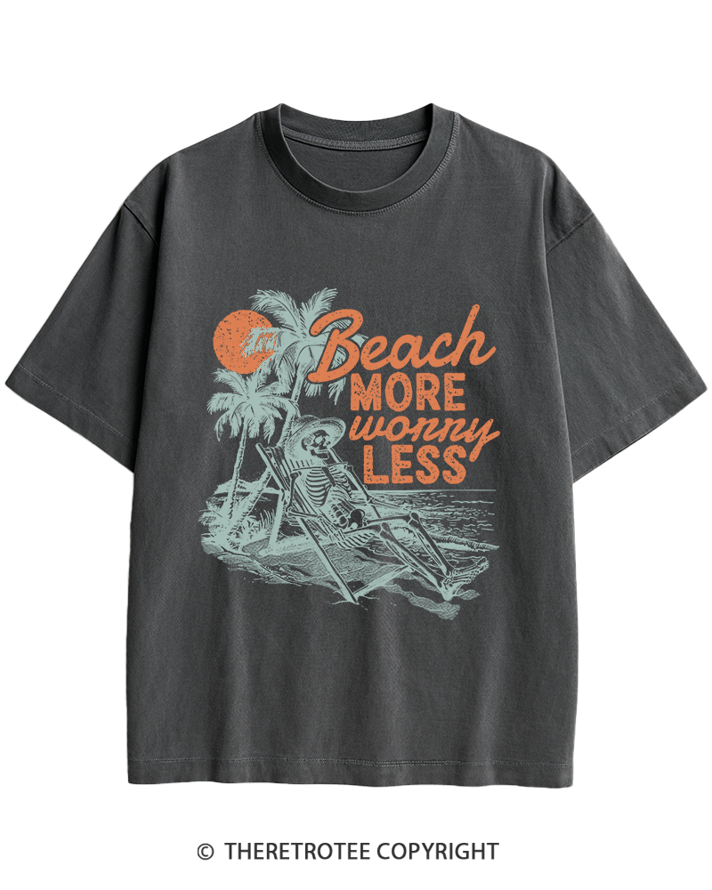 TheRetroTee Beach More Worry Less Heavy Cotton T-Shirt