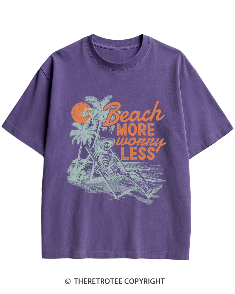 TheRetroTee Beach More Worry Less Heavy Cotton T-Shirt