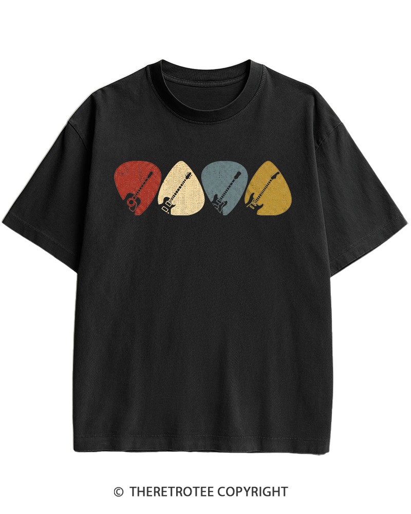 TheRetroTee Guitar Pick Gift For Guitarist 1980s Heavy Cotton T-Shirt