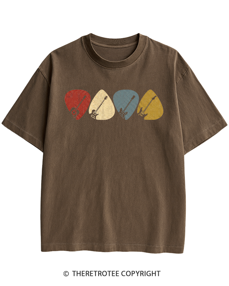 TheRetroTee Guitar Pick Gift For Guitarist 1980s Heavy Cotton T-Shirt