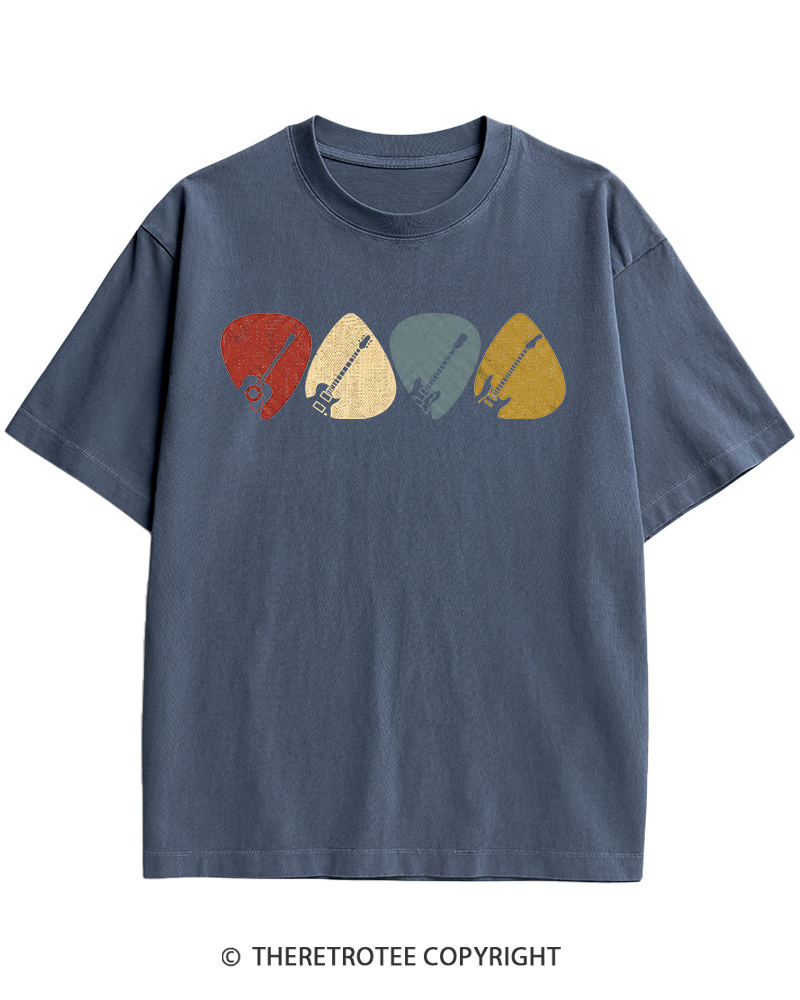 TheRetroTee Guitar Pick Gift For Guitarist 1980s Heavy Cotton T-Shirt