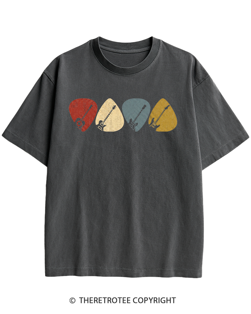TheRetroTee Guitar Pick Gift For Guitarist 1980s Heavy Cotton T-Shirt