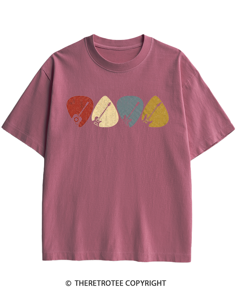 TheRetroTee Guitar Pick Gift For Guitarist 1980s Heavy Cotton T-Shirt