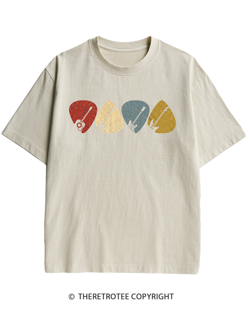 TheRetroTee Guitar Pick Gift For Guitarist 1980s Heavy Cotton T-Shirt