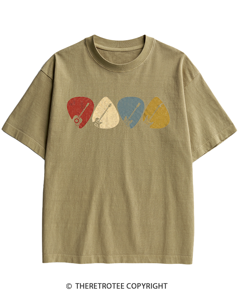 TheRetroTee Guitar Pick Gift For Guitarist 1980s Heavy Cotton T-Shirt