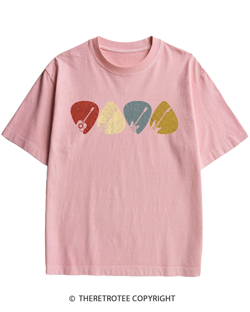 TheRetroTee Guitar Pick Gift For Guitarist 1980s Heavy Cotton T-Shirt
