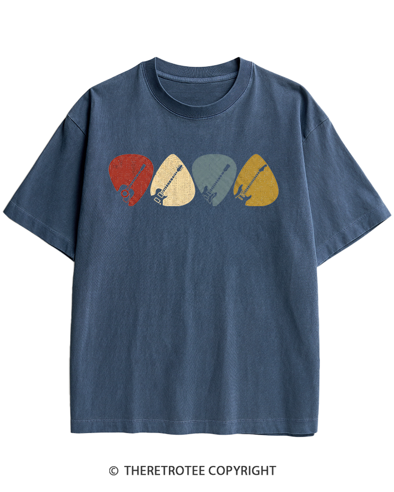 TheRetroTee Guitar Pick Gift For Guitarist 1980s Heavy Cotton T-Shirt