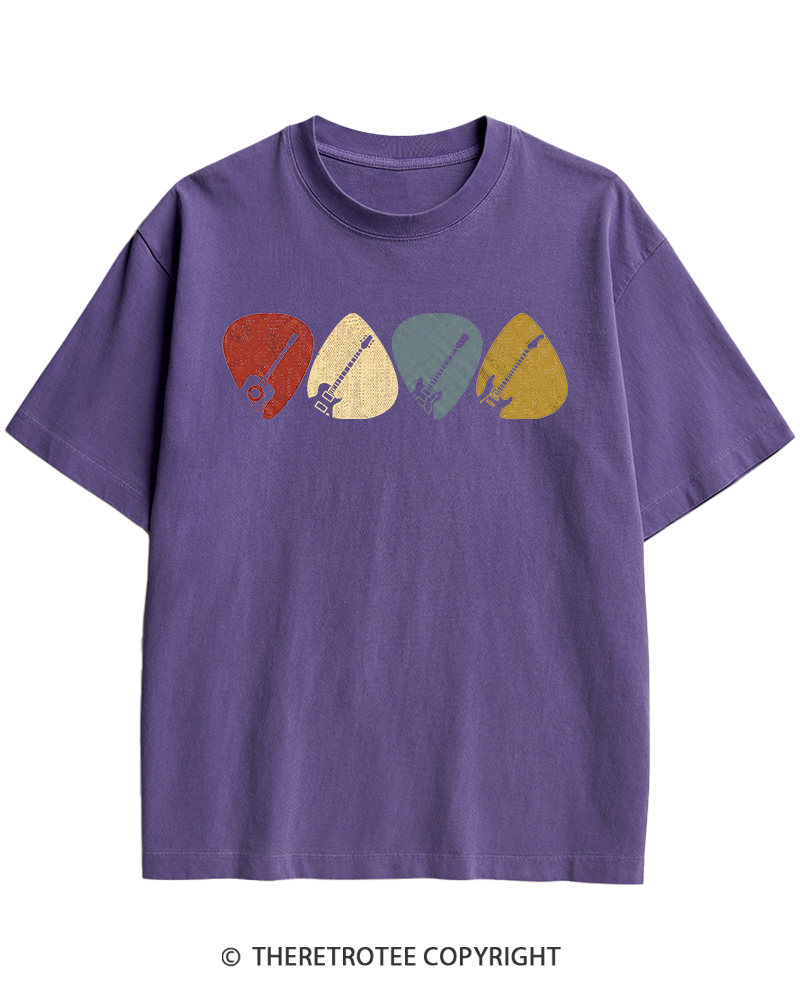 TheRetroTee Guitar Pick Gift For Guitarist 1980s Heavy Cotton T-Shirt
