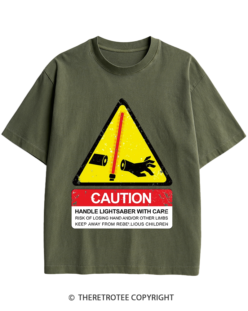 TheRetroTee Handle With Care 1970s Heavy Cotton T-Shirt