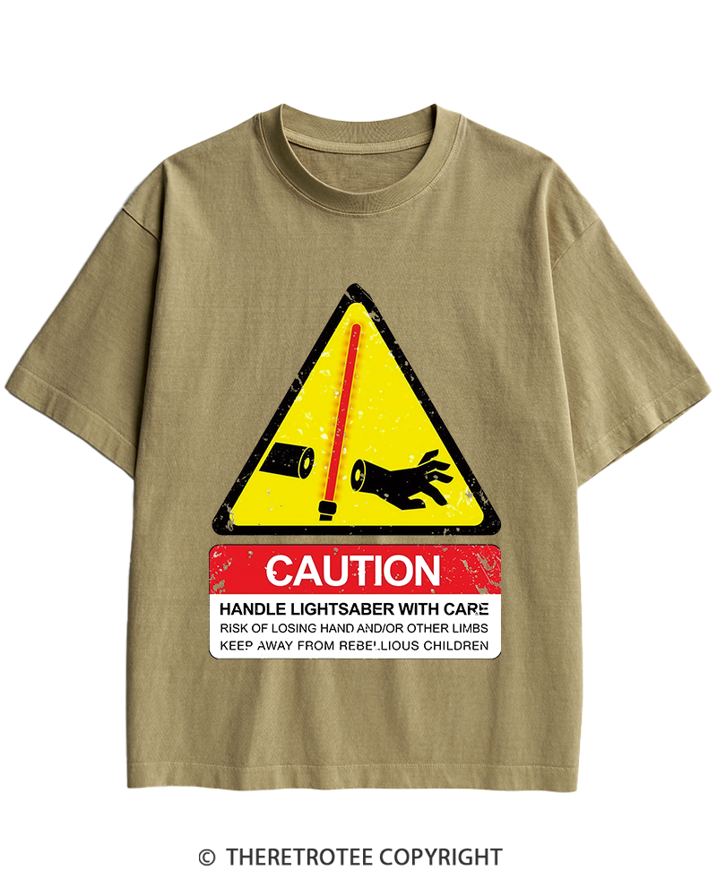 TheRetroTee Handle With Care 1970s Heavy Cotton T-Shirt