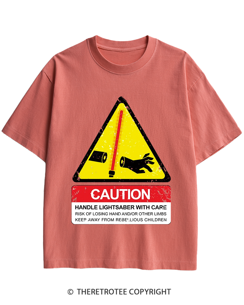 TheRetroTee Handle With Care 1970s Heavy Cotton T-Shirt