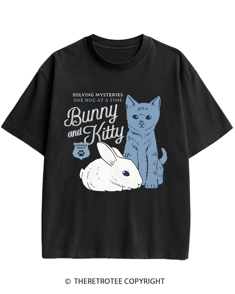 TheRetroTee Bunny and Kitty Heavy Cotton T-Shirt