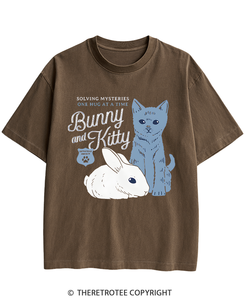 TheRetroTee Bunny and Kitty Heavy Cotton T-Shirt