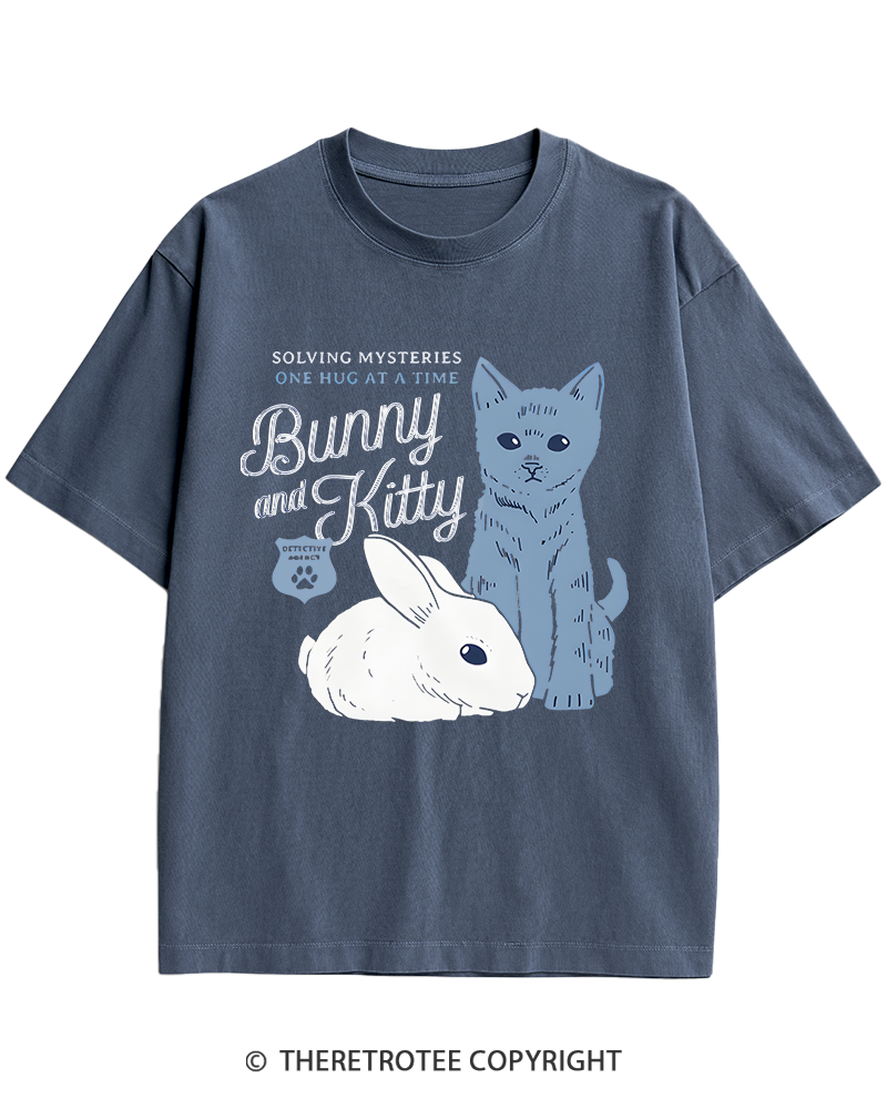 TheRetroTee Bunny and Kitty Heavy Cotton T-Shirt