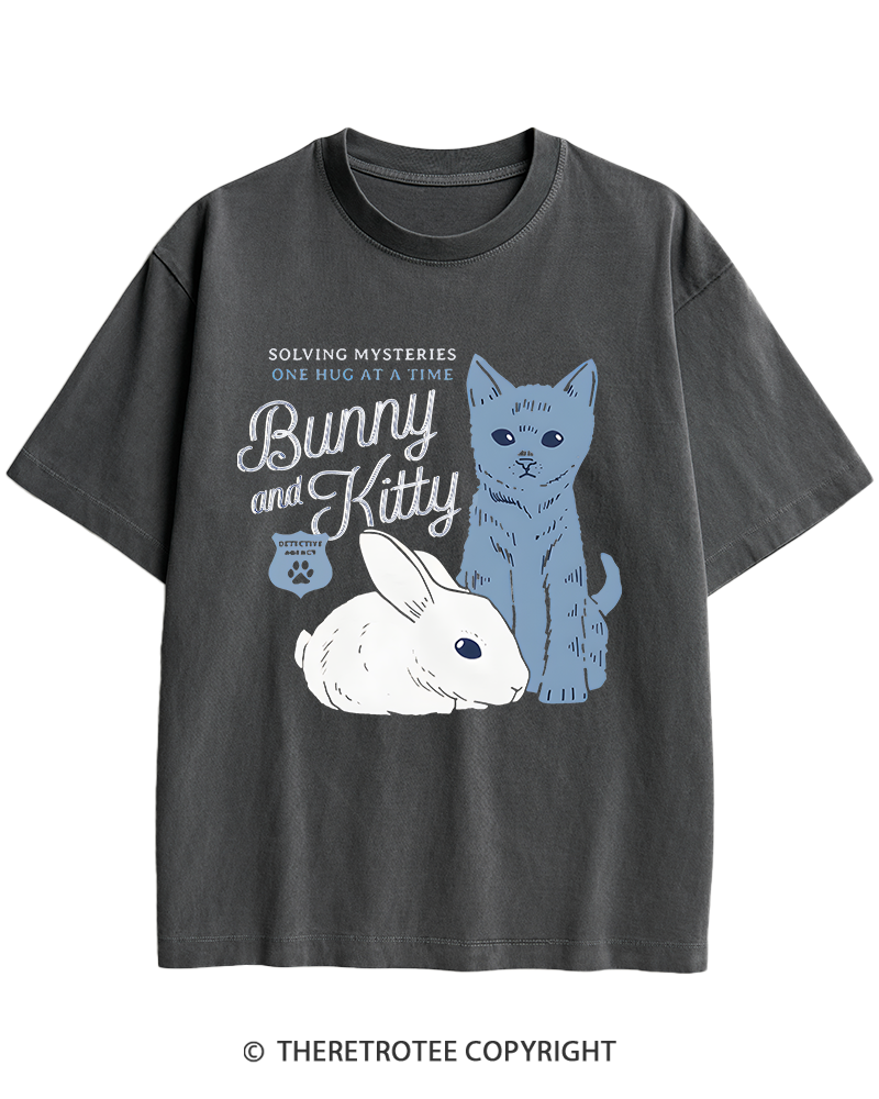 TheRetroTee Bunny and Kitty Heavy Cotton T-Shirt