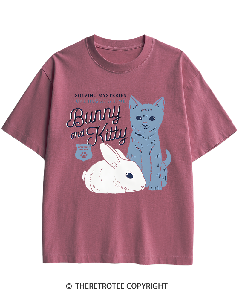 TheRetroTee Bunny and Kitty Heavy Cotton T-Shirt