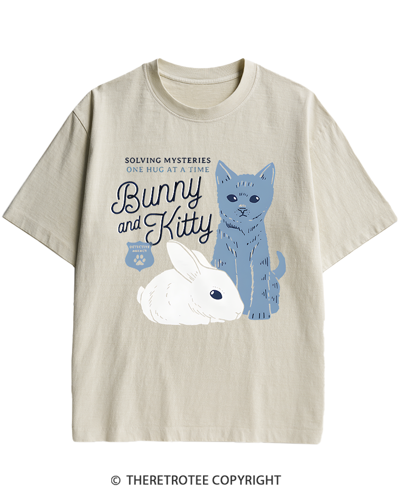 TheRetroTee Bunny and Kitty Heavy Cotton T-Shirt
