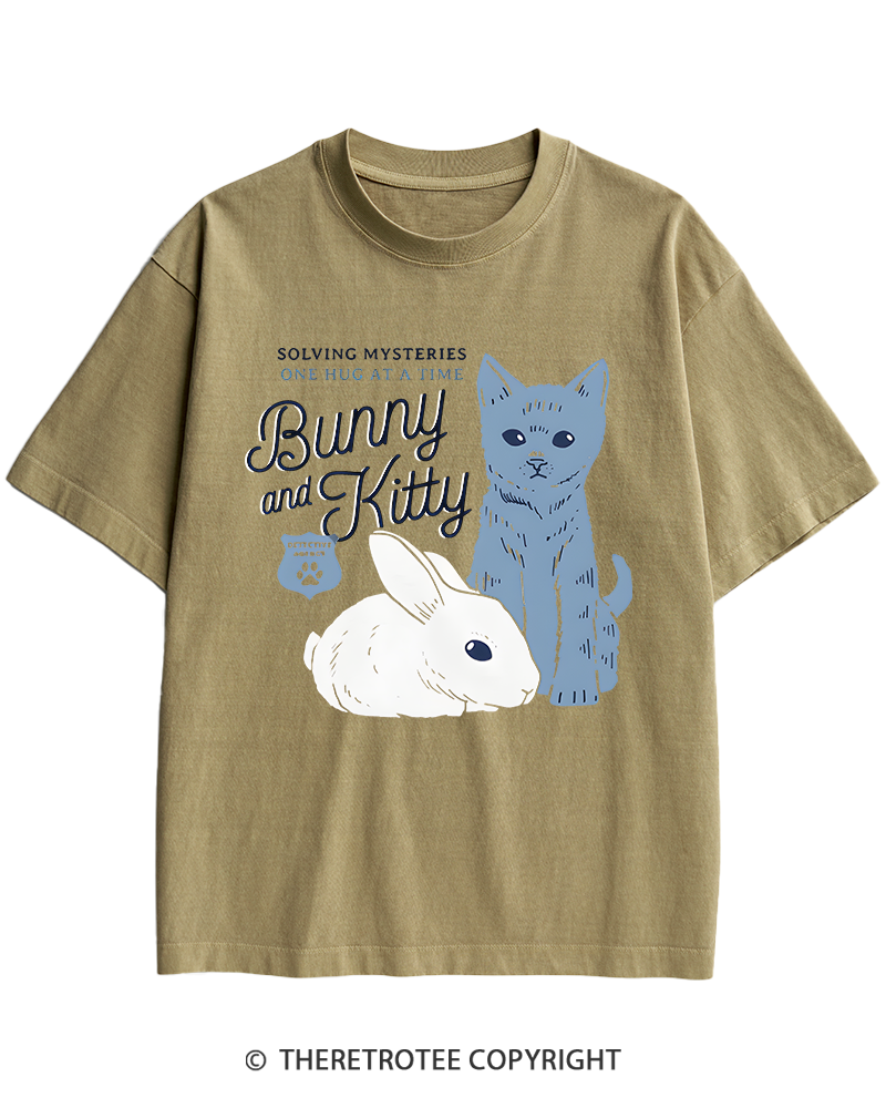 TheRetroTee Bunny and Kitty Heavy Cotton T-Shirt