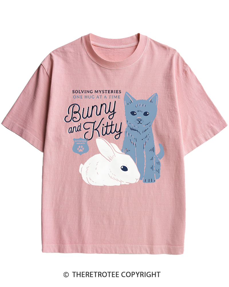 TheRetroTee Bunny and Kitty Heavy Cotton T-Shirt