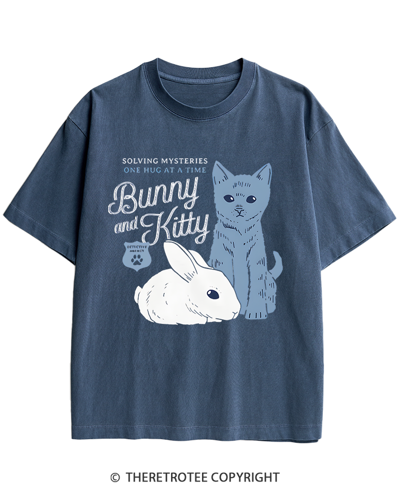 TheRetroTee Bunny and Kitty Heavy Cotton T-Shirt