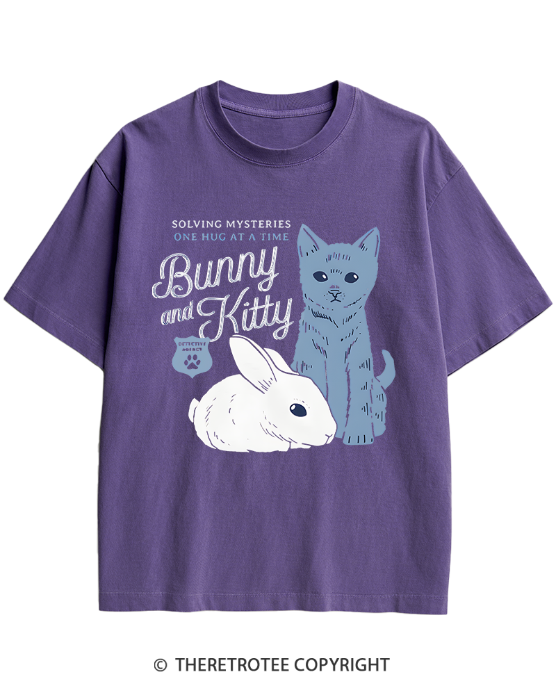 TheRetroTee Bunny and Kitty Heavy Cotton T-Shirt