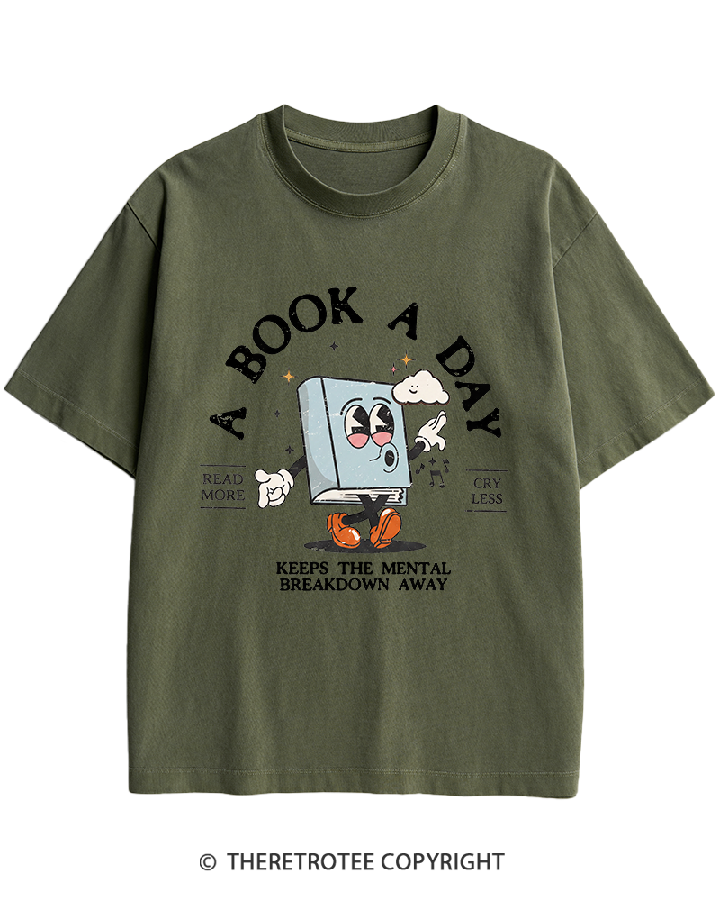 TheRetroTee A Book a Day Keeps The Mental Breakdown Away Heavy Cotton T-Shirt