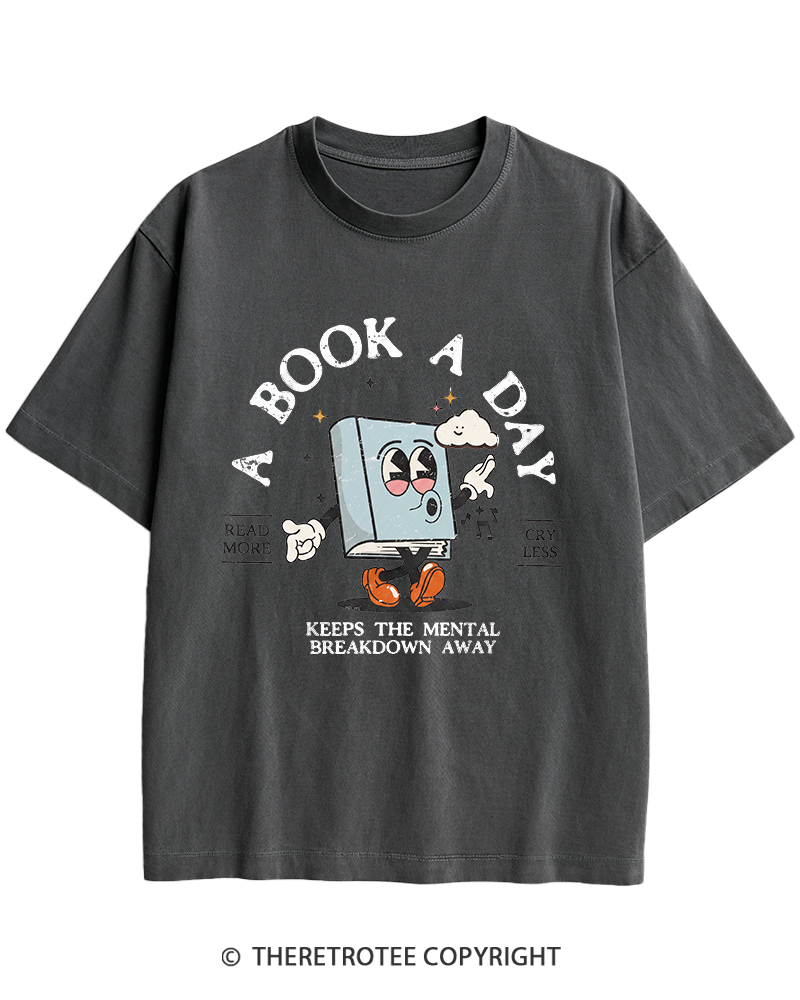 TheRetroTee A Book a Day Keeps The Mental Breakdown Away Heavy Cotton T-Shirt