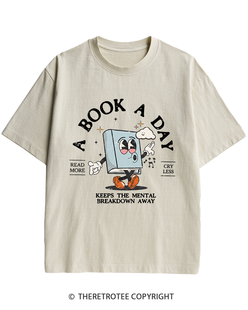 TheRetroTee A Book a Day Keeps The Mental Breakdown Away Heavy Cotton T-Shirt