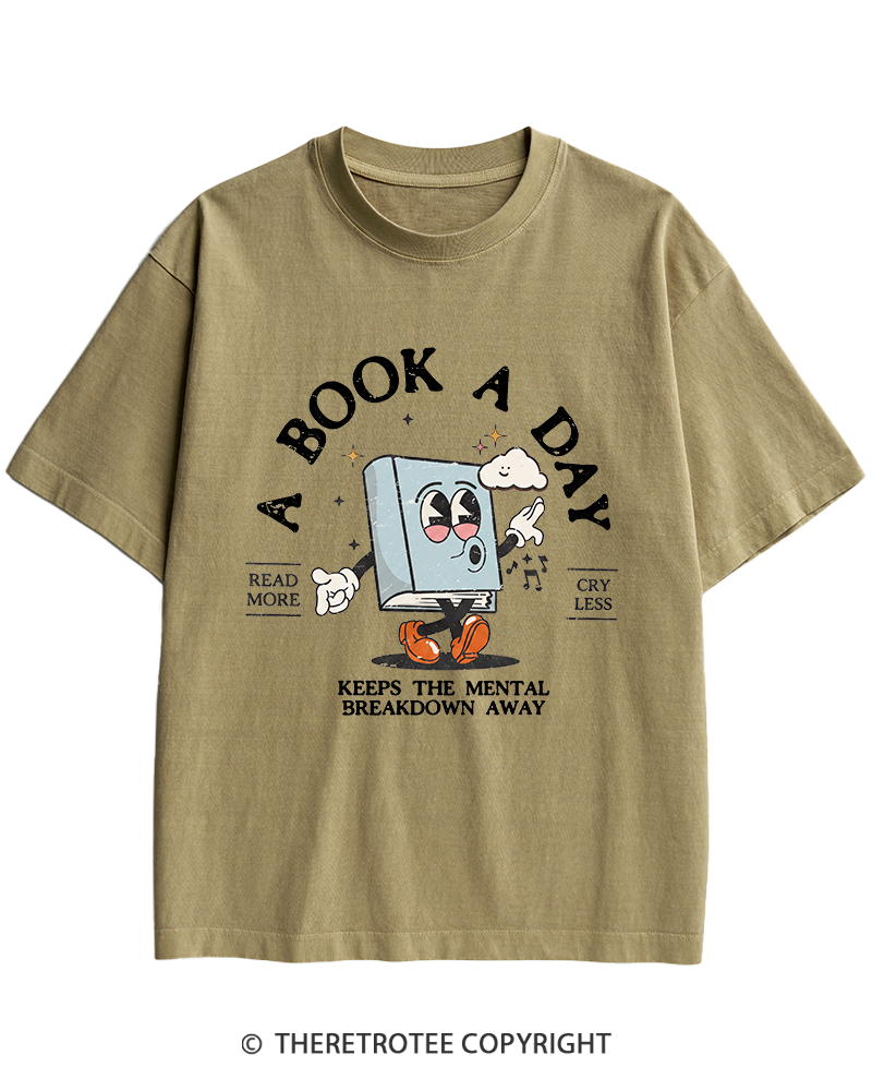 TheRetroTee A Book a Day Keeps The Mental Breakdown Away Heavy Cotton T-Shirt