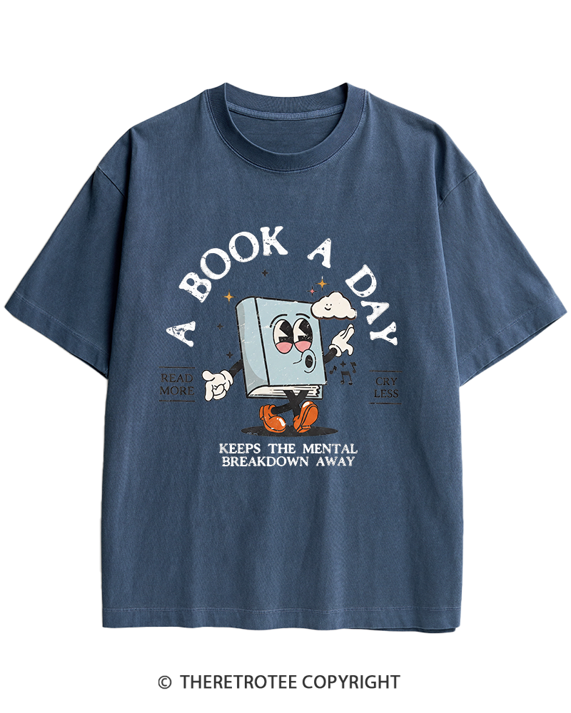 TheRetroTee A Book a Day Keeps The Mental Breakdown Away Heavy Cotton T-Shirt