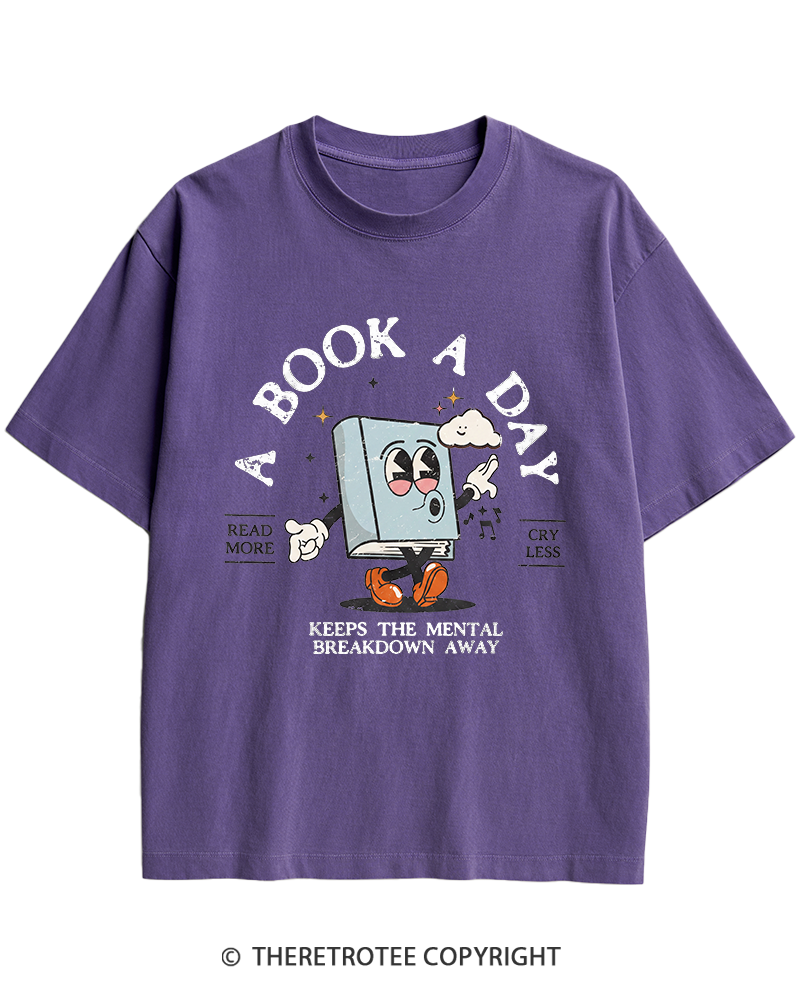 TheRetroTee A Book a Day Keeps The Mental Breakdown Away Heavy Cotton T-Shirt