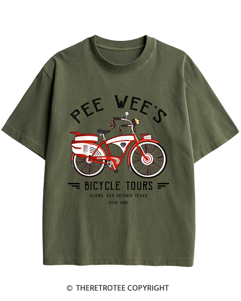 TheRetroTee Bicycle Tours Big Adventure 1980s Heavy Cotton T-Shirt