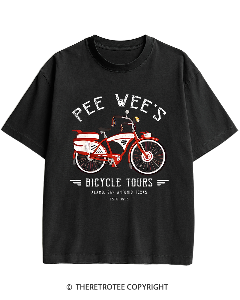 TheRetroTee Bicycle Tours Big Adventure 1980s Heavy Cotton T-Shirt