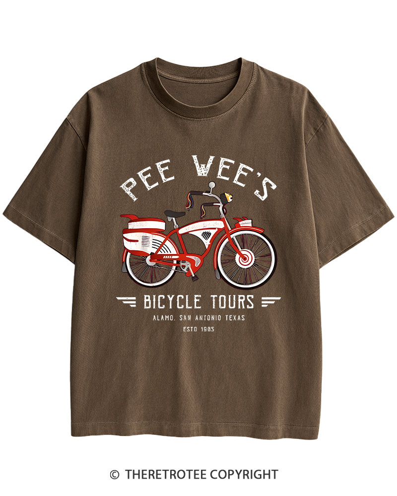 TheRetroTee Bicycle Tours Big Adventure 1980s Heavy Cotton T-Shirt