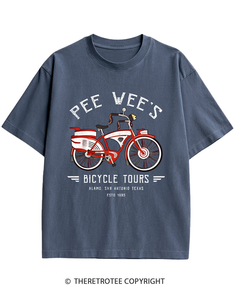 TheRetroTee Bicycle Tours Big Adventure 1980s Heavy Cotton T-Shirt