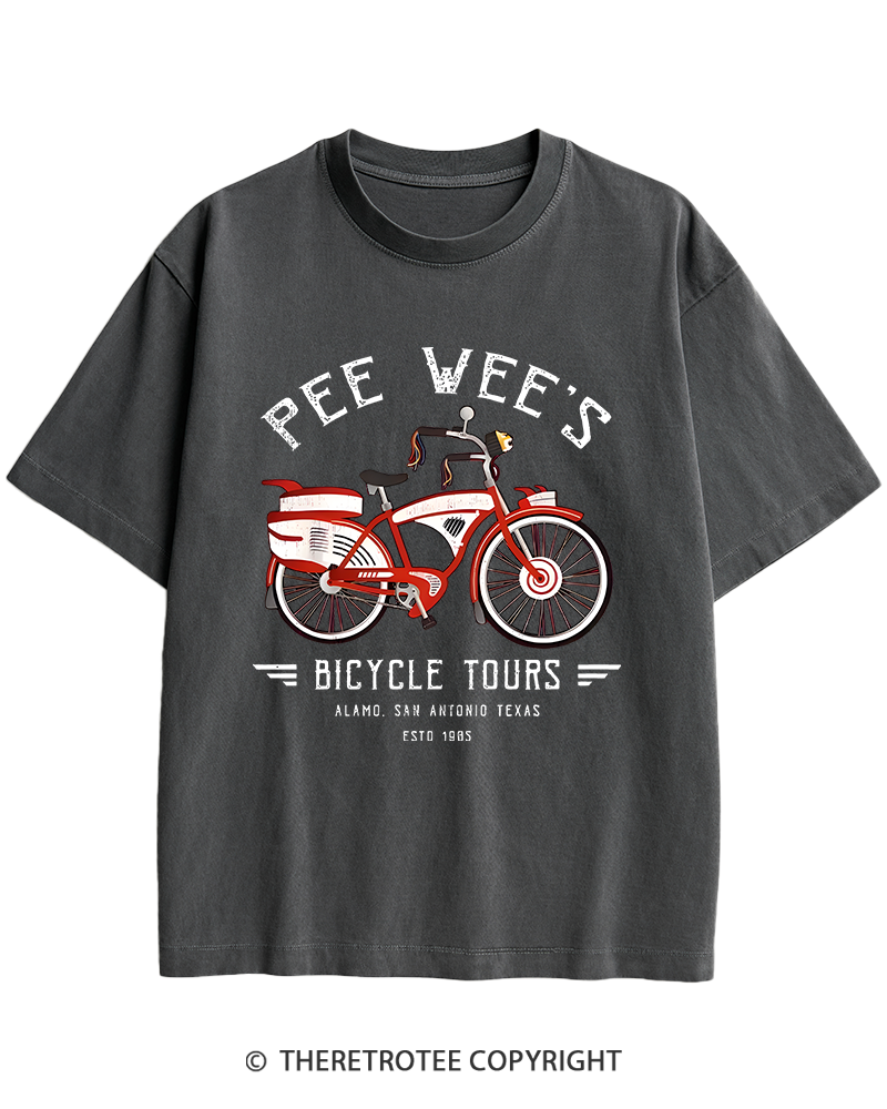 TheRetroTee Bicycle Tours Big Adventure 1980s Heavy Cotton T-Shirt
