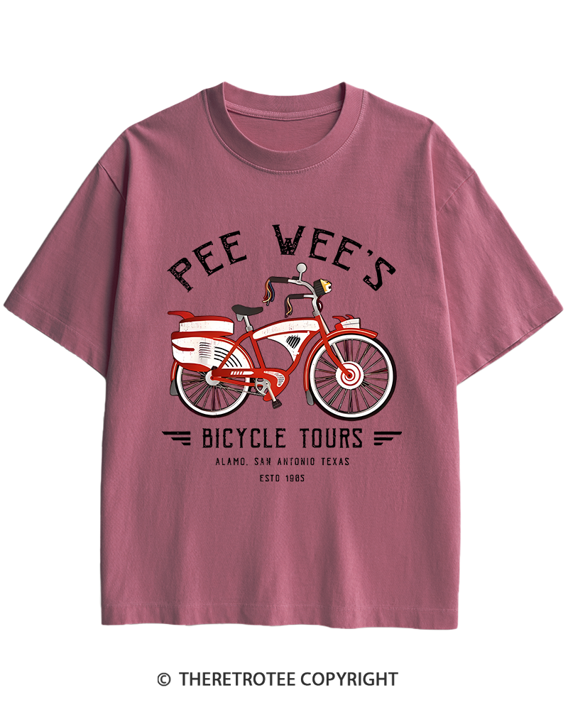 TheRetroTee Bicycle Tours Big Adventure 1980s Heavy Cotton T-Shirt