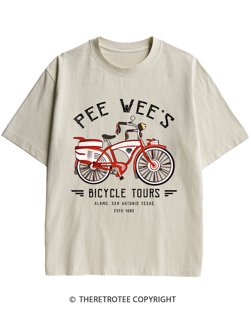 TheRetroTee Bicycle Tours Big Adventure 1980s Heavy Cotton T-Shirt
