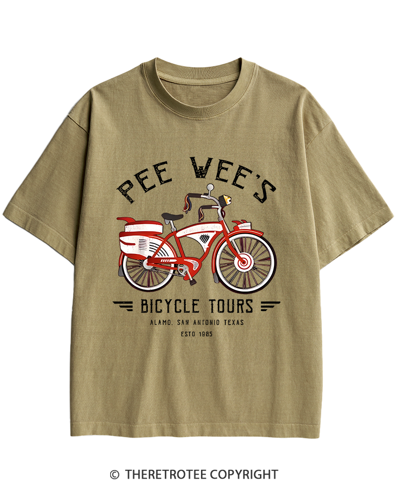 TheRetroTee Bicycle Tours Big Adventure 1980s Heavy Cotton T-Shirt