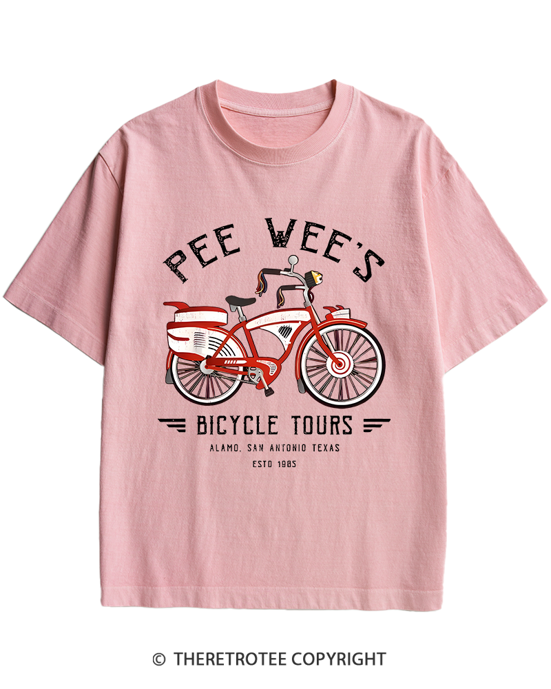 TheRetroTee Bicycle Tours Big Adventure 1980s Heavy Cotton T-Shirt