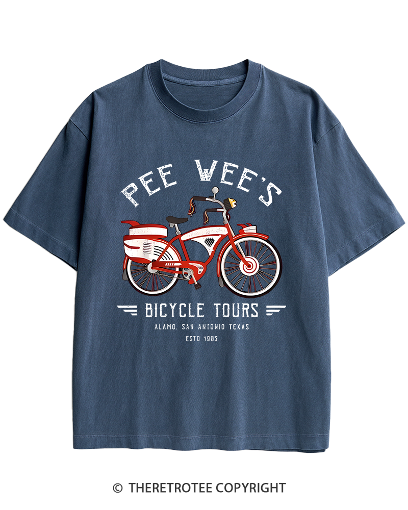 TheRetroTee Bicycle Tours Big Adventure 1980s Heavy Cotton T-Shirt