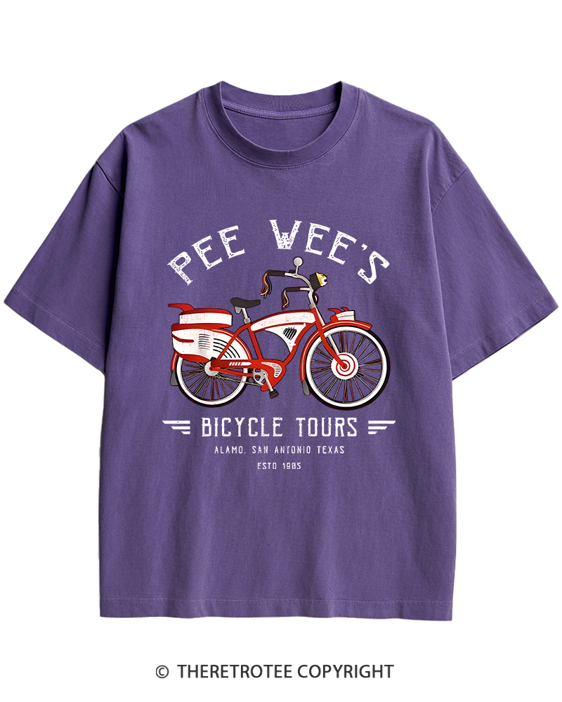 TheRetroTee Bicycle Tours Big Adventure 1980s Heavy Cotton T-Shirt