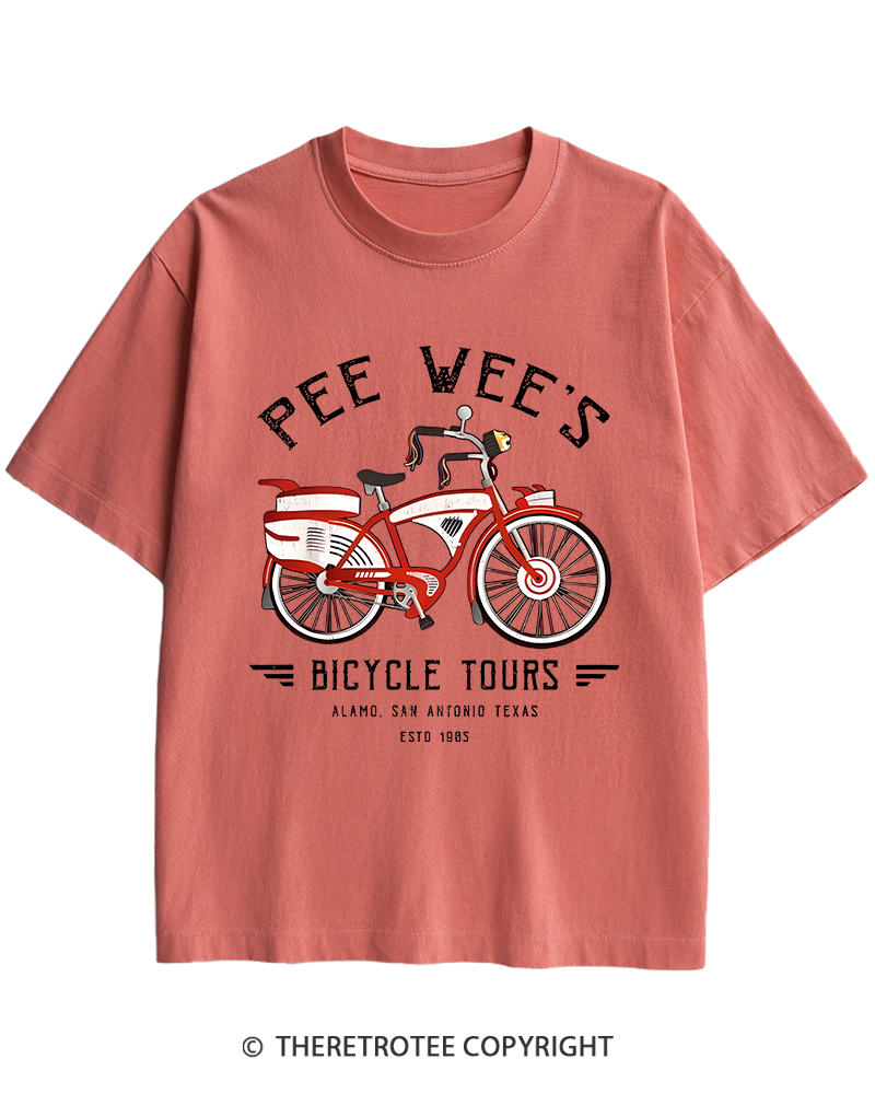 TheRetroTee Bicycle Tours Big Adventure 1980s Heavy Cotton T-Shirt
