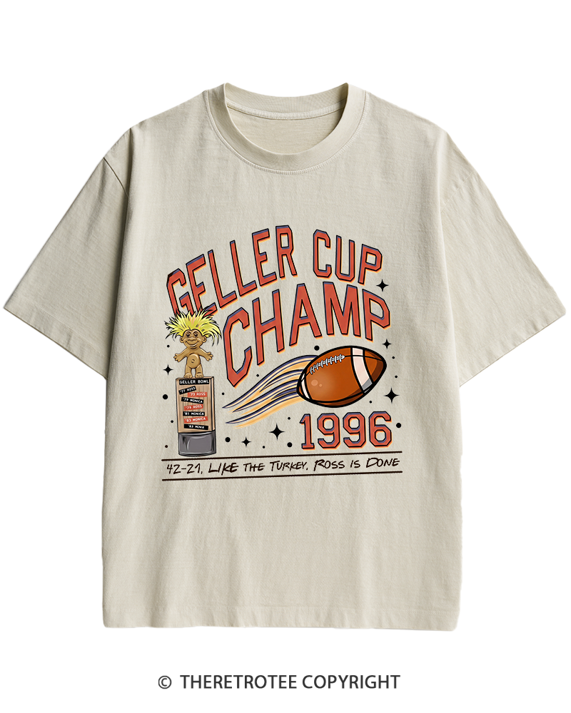 TheRetroTee Geller Bowl 1990s Heavy Cotton T-Shirt