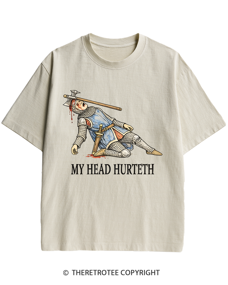 TheRetroTee My Head Hurteth Heavy Cotton T-Shirt