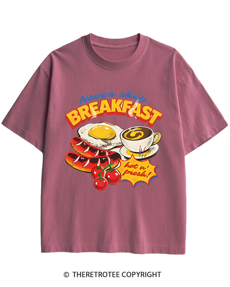 TheRetroTee Never Skip Breakfast 1960s Heavy Cotton T-Shirt