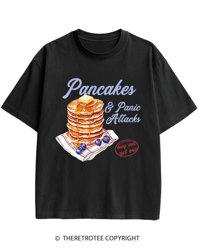 TheRetroTee Pancakes & Panic Attacks 1960s Heavy Cotton T-Shirt